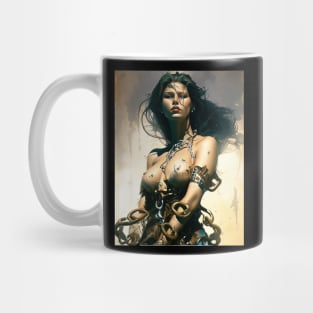 Scantly clad Barbarian Woman Breaking through the chains of... Mug